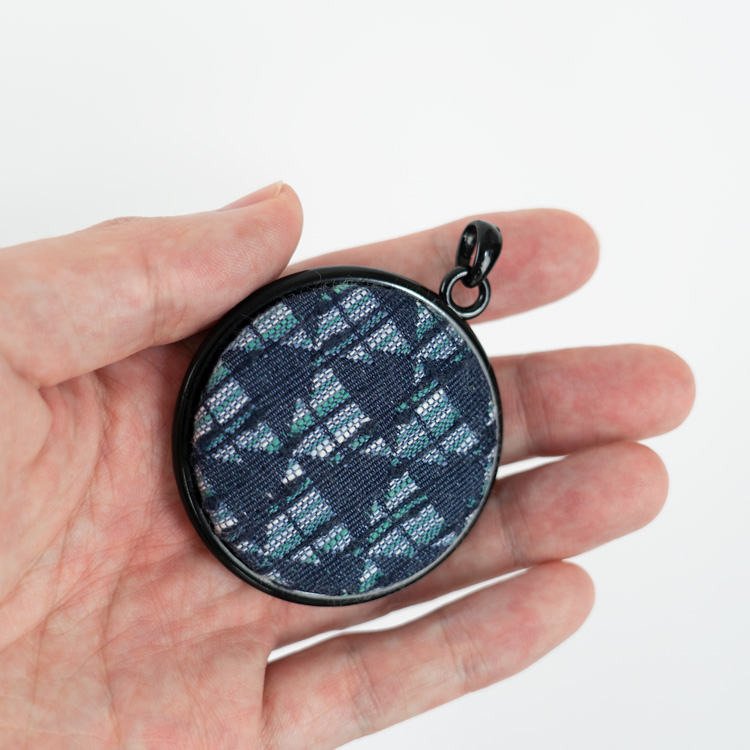 47mmくるみボタン用 ダブルサイドペンダントパーツ [ブラック] 5個入