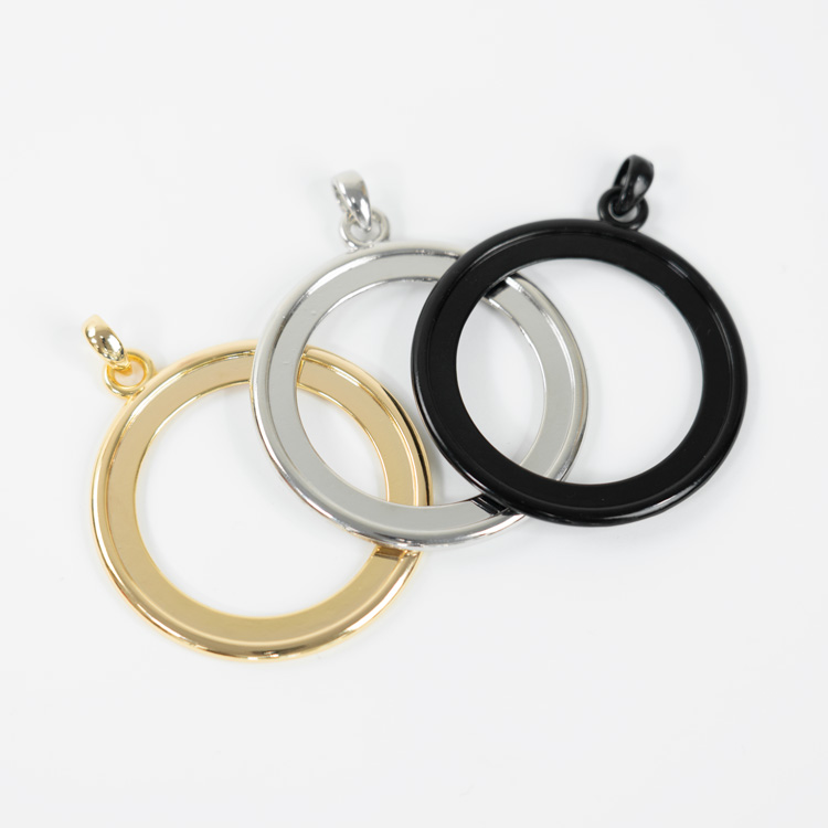 47mmくるみボタン用 ダブルサイドペンダントパーツ [ブラック] 5個入