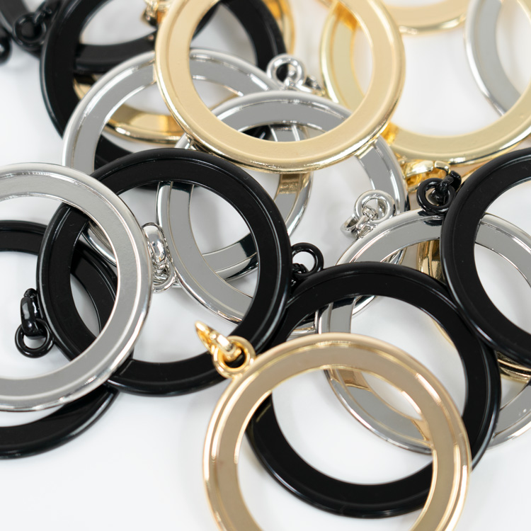 47mmくるみボタン用 ダブルサイドペンダントパーツ [ブラック] 5個入