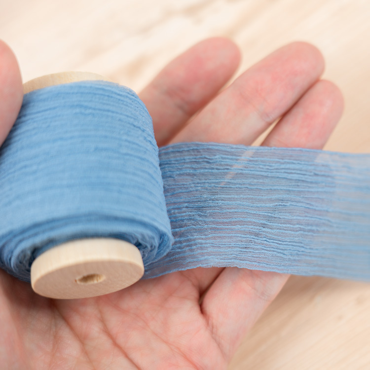 クリンクル シフォンリボン 38mm [アクア]