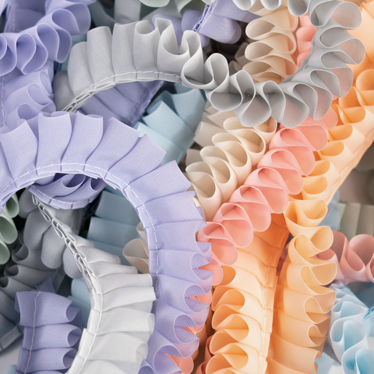 ジョーゼット プリーツリボン 24mm グレー 1m