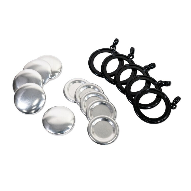 28mm (Size 45) Double Sided Pendant Parts Set - Black Silver 5 Sets 28mm (Size 45) Double Sided Pendant Parts Set - Black Silver 5 Sets