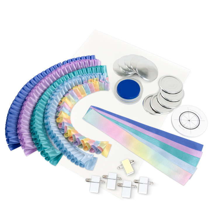 ロゼットキット 両面サテンリボン 5個作れる [クールカラーセット]