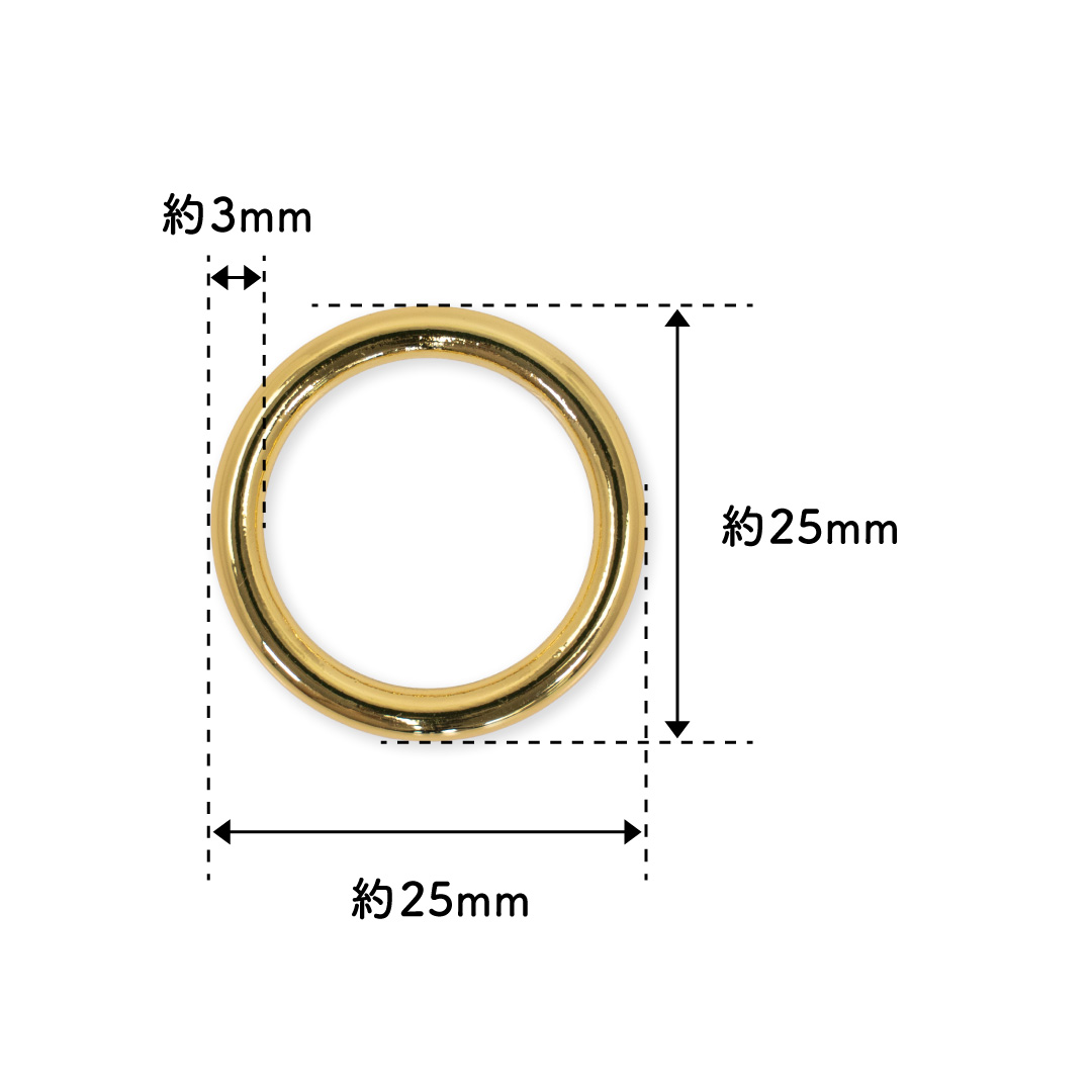 Oリング 継ぎ目なし [ゴールド] 内径約19mm (線径約3mm) 10個入