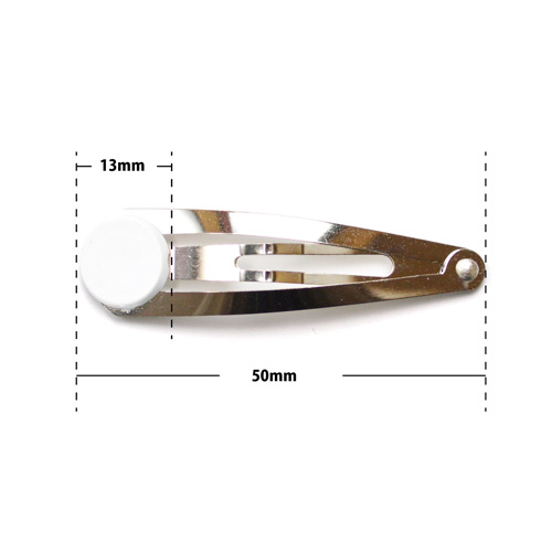 パッチンどめ・パッチンピン 樹脂製台座付き 5cm [ニッケルシルバー] 10個入