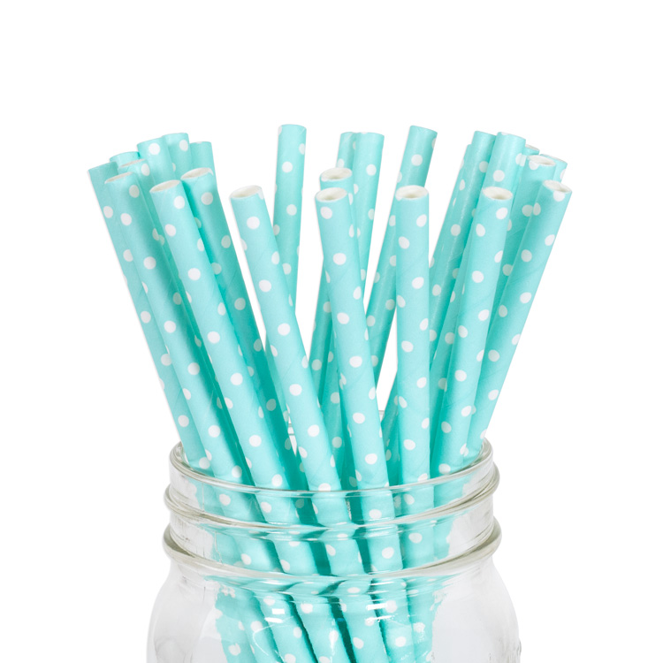Paper Straws Baby Blue Mini Polka Dot 25pcs Paper Straws Baby Blue Mini Polka Dot 25pcs