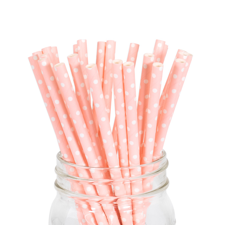Paper Straws Baby Pink Mini Polka Dot 25pcs Paper Straws Baby Pink Mini Polka Dot 25pcs