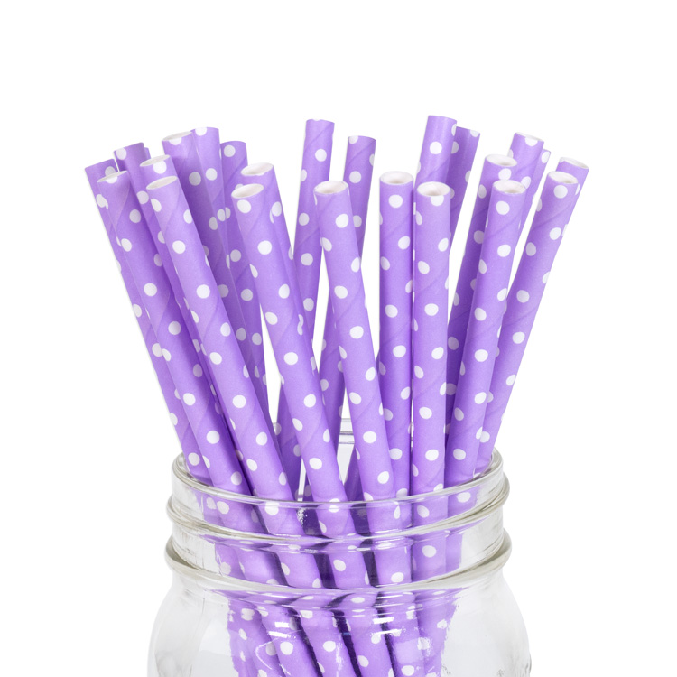 Paper Straws Lavender Mini Polka Dot 25pcs Paper Straws Lavender Mini Polka Dot 25pcs