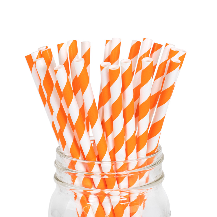 Paper Straws Orange Stripe 25pcs Paper Straws Orange Stripe 25pcs