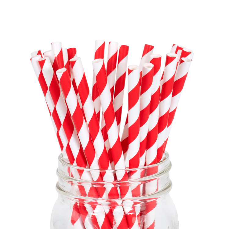 Paper Straws Red Stripe 25pcs Paper Straws Red Stripe 25pcs