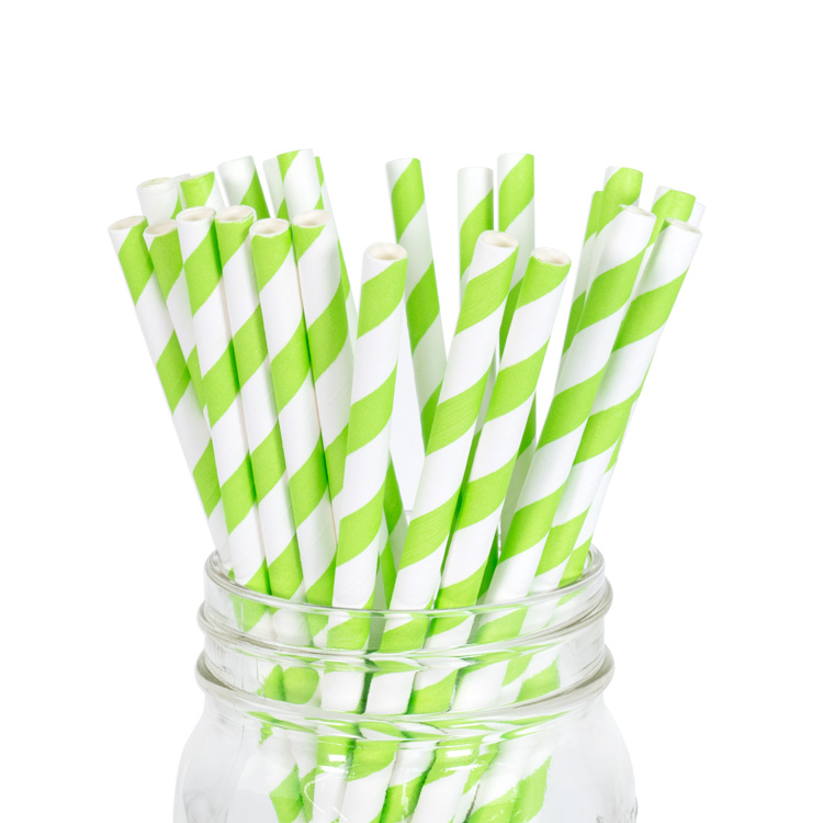 Paper Straws Kiwi Stripe 25pcs Paper Straws Kiwi Stripe 25pcs