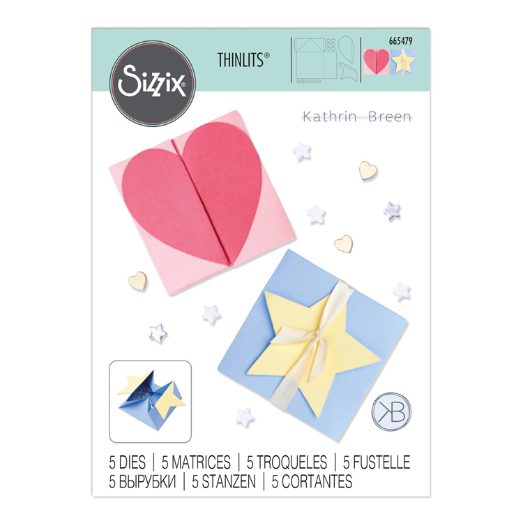 Sizzix Thinlits Die Set 5PK Box, Heart & Star Card by Kath Breen Sizzix Thinlits Die Set 5PK Box, Heart & Star Card by Kath Breen