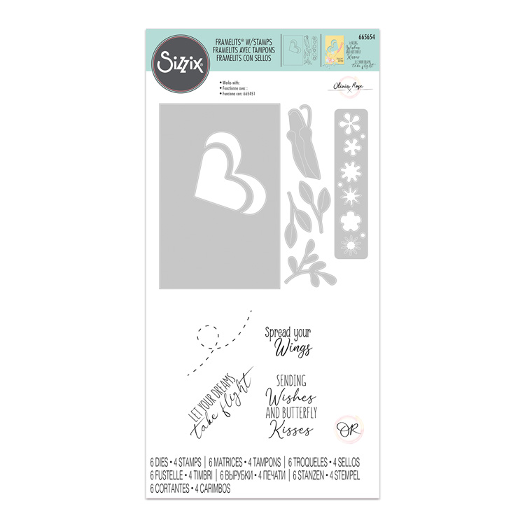 Sizzix Framelits Die Set 6PK w/4PK Stamps Butterfly Wishes by Olivia Rose Sizzix Framelits Die Set 6PK w/4PK Stamps Butterfly Wishes by Olivia Rose