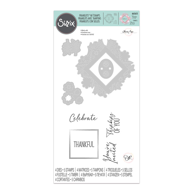 Sizzix Framelits Die Set 4PK w/5PK Stamps Floral Celebration by Olivia Rose Sizzix Framelits Die Set 4PK w/5PK Stamps Floral Celebration by Olivia Rose