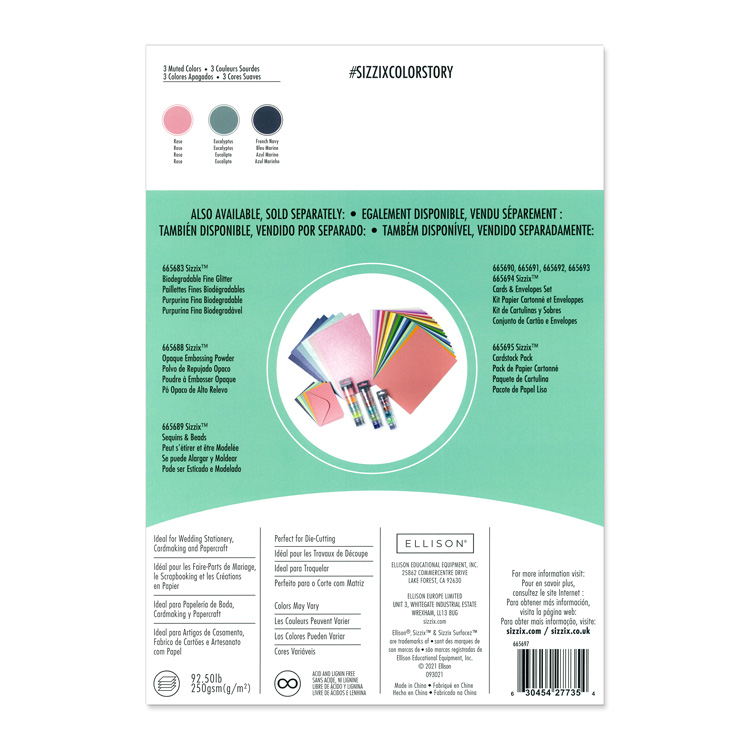 Sizzix シジックス Surfacez カードストックパック [ミューティド] 20.32cm x 29.21cm 60枚入