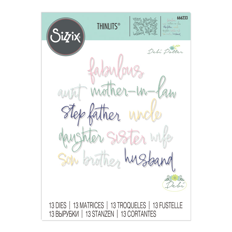 Sizzix Thinlits Die Set 13PK Fabulous Family Names by Debi Potter Sizzix Thinlits Die Set 13PK Fabulous Family Names by Debi Potter