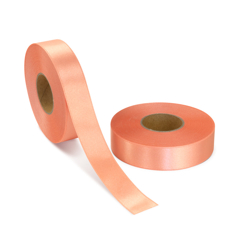 両面サテン ダブルサテン リボン 25mm フラミンゴ 1ロール(約30m)