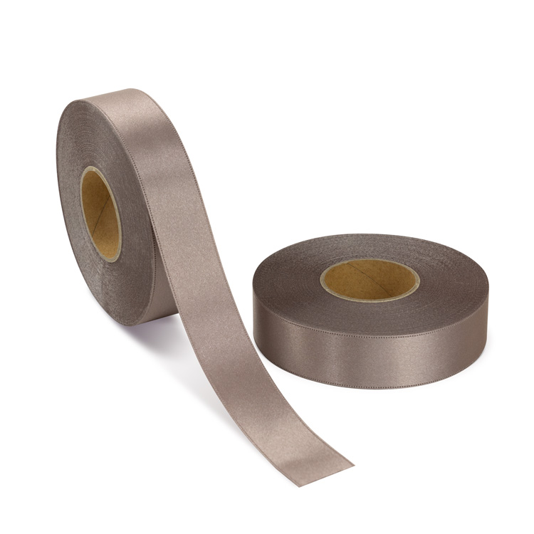 両面サテン ダブルサテン リボン 25mm サンドベージュ 1ロール(約30m)