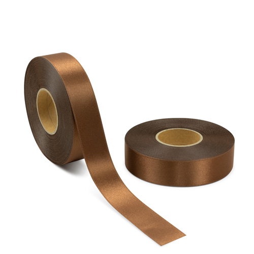 両面サテン ダブルサテン リボン 25mm ウォールナッツ 1ロール(約30m)