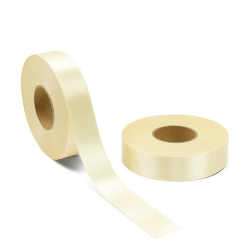 両面サテン ダブルサテン リボン 25mm バターミルク 1ロール(約30m)