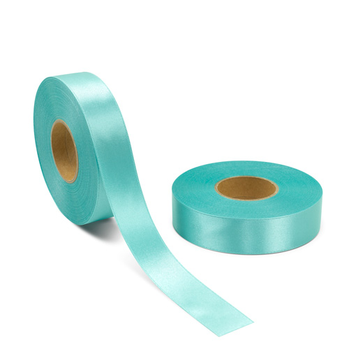 両面サテン ダブルサテン リボン 25mm ロビンエッグブルー 1ロール(約30m)